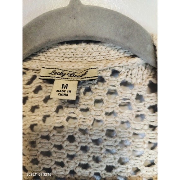 Lucky Brand Womens Open Front Knit Cardigan‎ Sweater Beige Size Medium - Picture 2 of 8